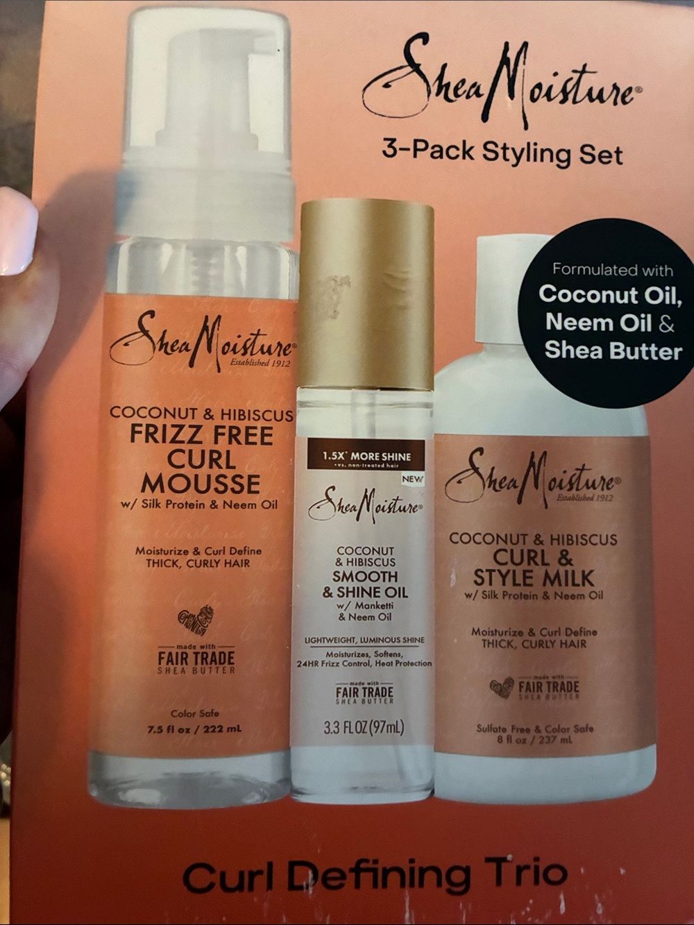 SheaMoisture Coconut & Hibiscus Curl Defining Trio - Coral, White, Gold